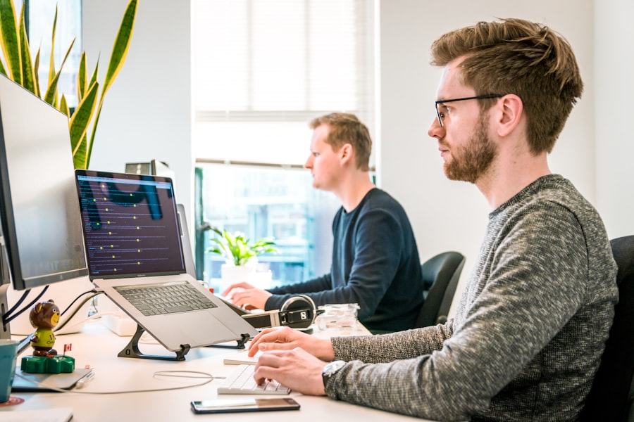 Developers at a modern workspace