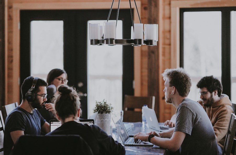 Team collaborating in a meeting